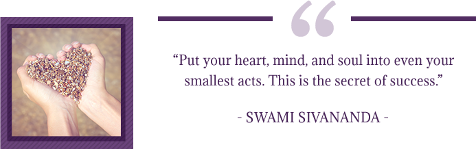 Put your heart, mind, and soul into even your smallest acts. This is the secret to success. -Swami Sivananda. Hands holding various types of seeds.