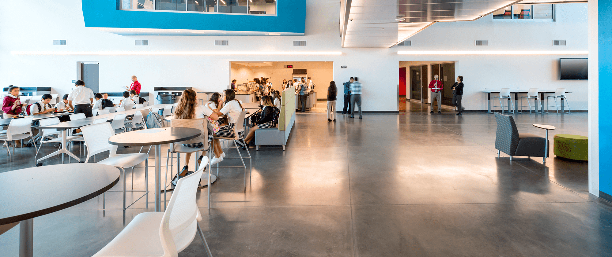 Students eating in the cafeteria